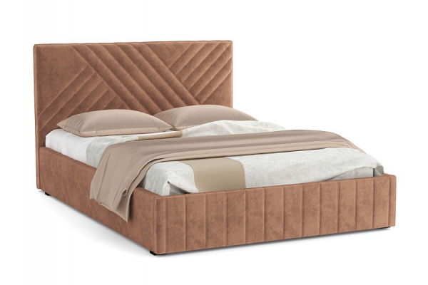 Кровать Гамма 1600 с основанием велюр тенерифе корица
