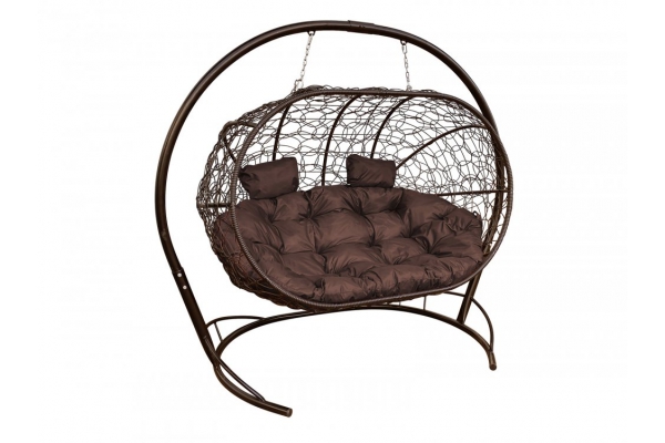Подвесной диван Кокон Лежебока каркас коричневый-подушка коричневая