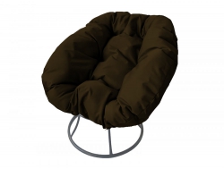 Кресло Пончик без ротанга каркас серый-подушка коричневая