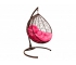Подвесное кресло Кокон Капля ротанг каркас коричневый-подушка розовая