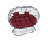 Подвесной диван Кокон Лежебока на подставке каркас серый-подушка бордовая