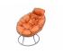 Кресло Папасан мини без ротанга каркас серый-подушка оранжевая