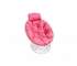 Кресло Папасан мини с ротангом каркас белый-подушка розовая