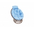 Кресло Папасан мини с ротангом каркас коричневый-подушка голубая