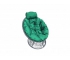 Кресло Папасан мини с ротангом каркас серый-подушка зелёная