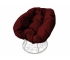 Кресло Пончик с ротангом каркас белый-подушка бордовая