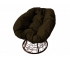 Кресло Пончик с ротангом каркас коричневый-подушка коричневая