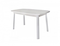 Стол раздвижной Дионис Лайт 1600 мрамор белый/белый муар